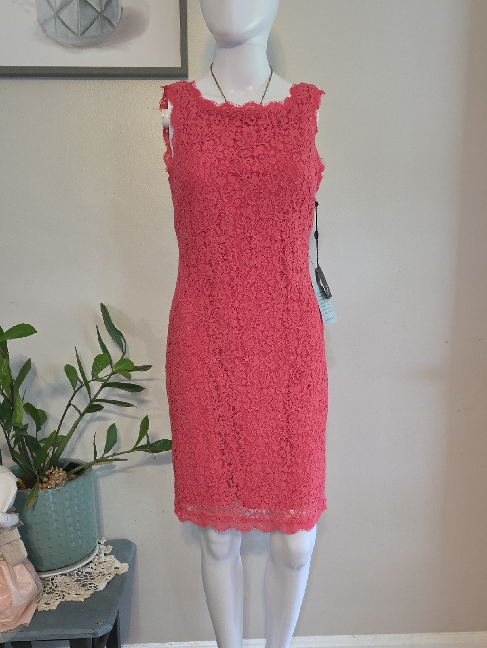 Adrianna Papell Coral Lace Sheath Dress